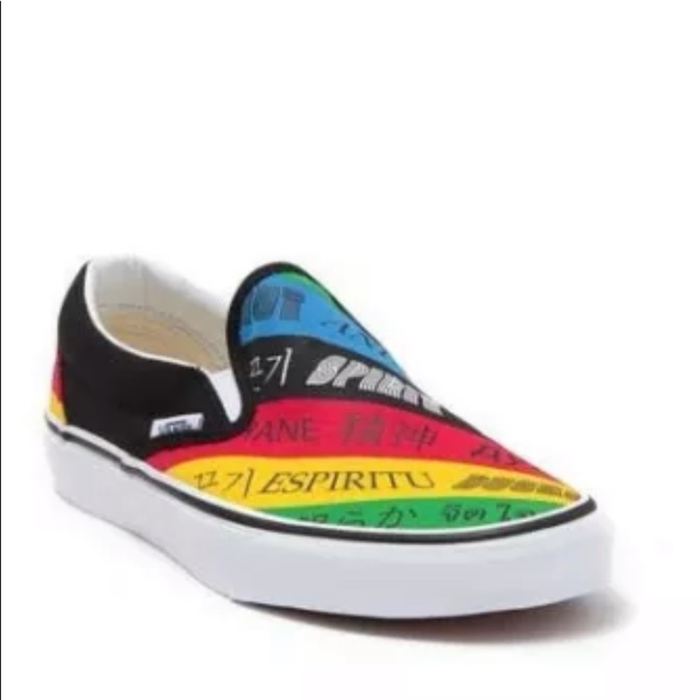 (size 9) Mens Vans Classic “Rainbow Spirit” Slip On Skate Shoes!!